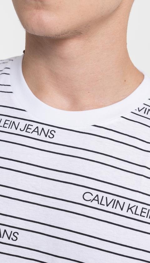  Calvin Klein Stripe Logo Erkek T-Shirt