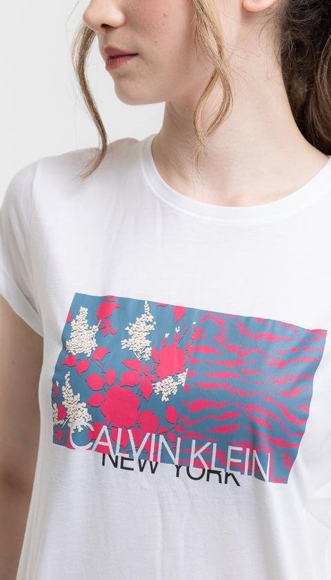  Calvin Klein Regular Fit Duo Print Kadın T-Shirt