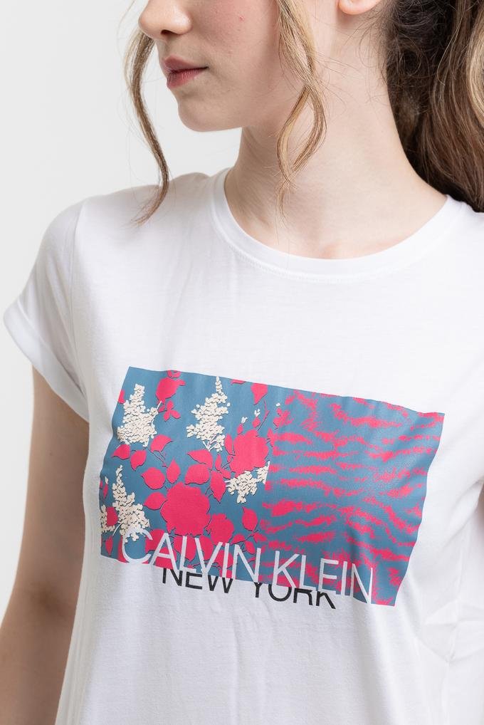  Calvin Klein Regular Fit Duo Print Kadın T-Shirt