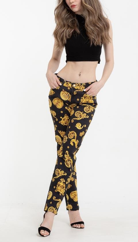  Versace Jeans Couture  Bull Print Gioielli Desenli Skinny Kadın  Pantolon