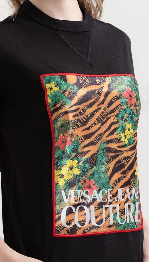  Versace Jeans Couture  Desenli %100 Pamuklu Kadın T-Shirt