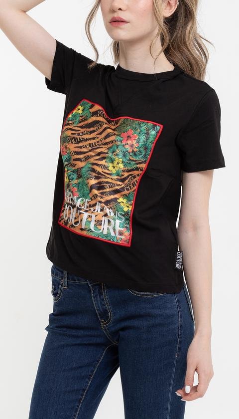  Versace Jeans Couture  Desenli %100 Pamuklu Kadın T-Shirt