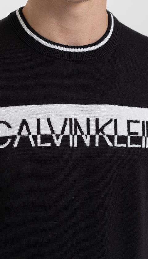  Calvin Klein Split Logo Erkek Triko