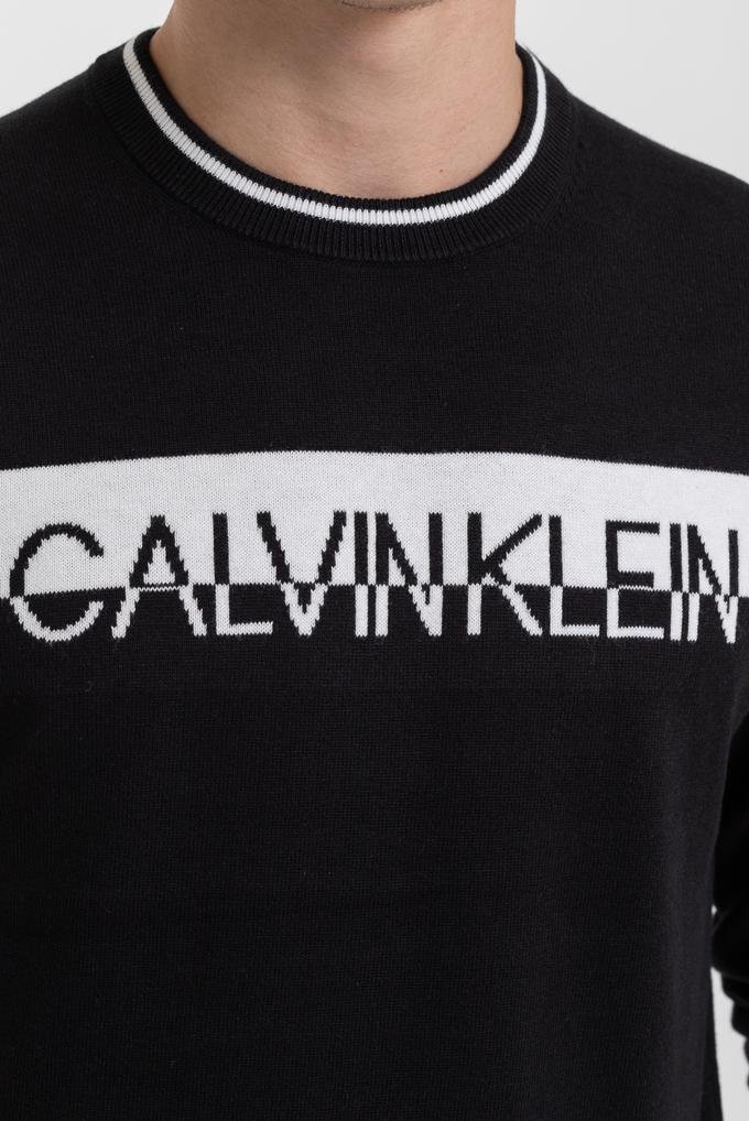  Calvin Klein Split Logo Erkek Triko
