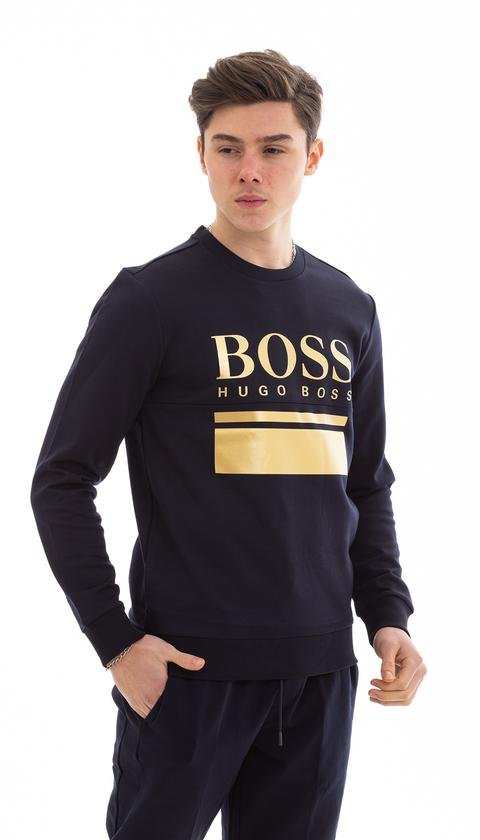  Boss Erkek Logo Baskılı Slim Fit Sweatshirt
