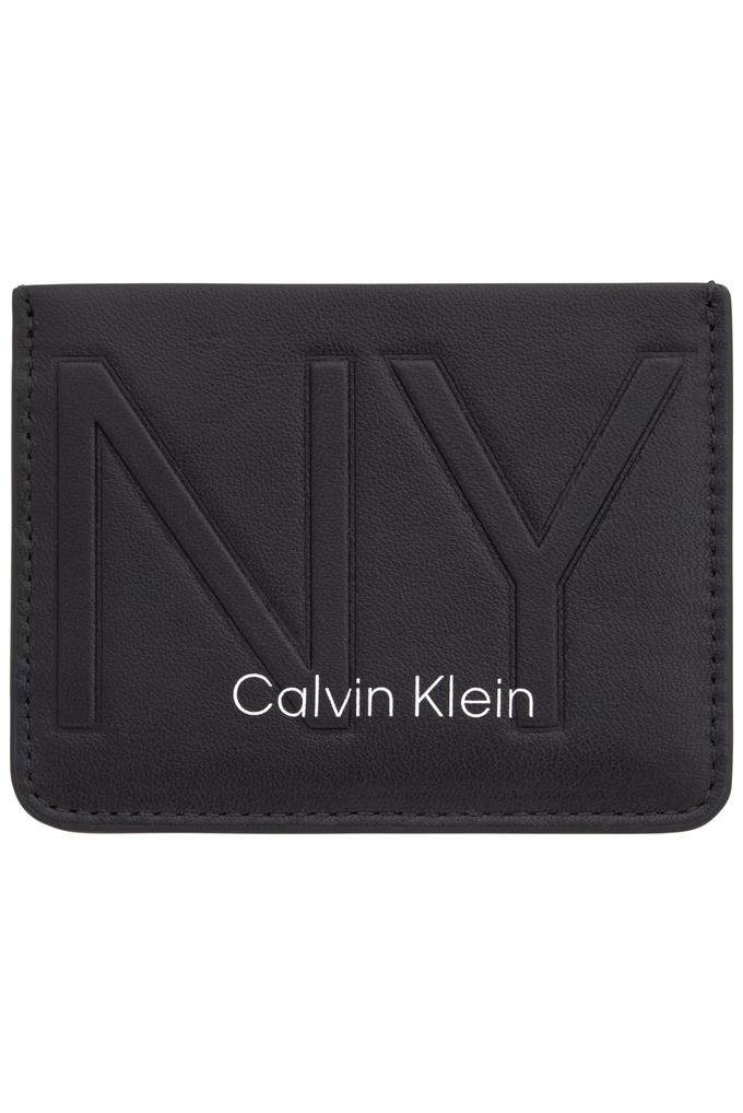  Calvin Klein Siyah %100 Deri CK NY Logolu Kartlık