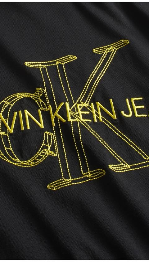  Calvin Klein 3D Monogram Logolu Erkek Bisiklet Yaka T-Shirt