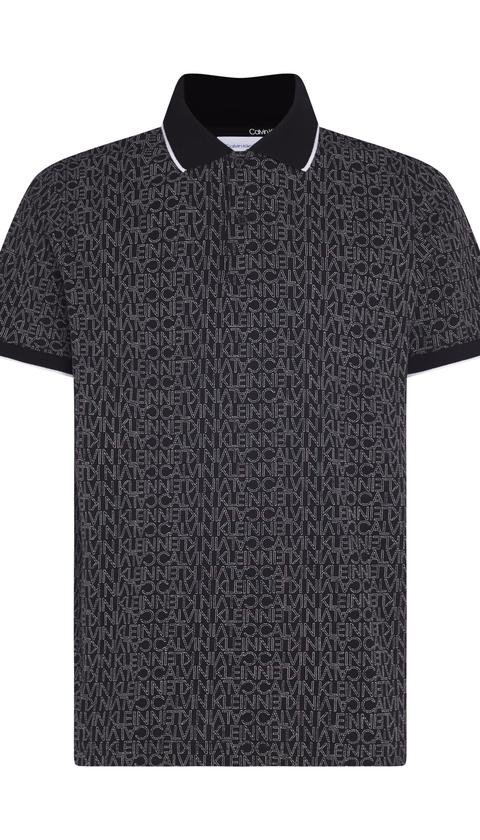  Calvin Klein Erkek Allover Logo Print Polo Yaka T-Shirt