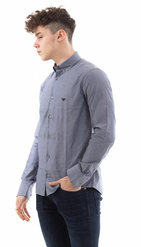  Emporio Armani Klasik Yaka Uzun Kollu İşleme Logolu Erkek Gömlek
