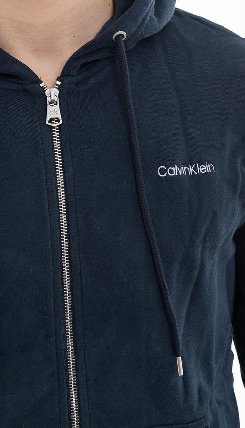  Calvin Klein Logo Embroidery Fermuarlı Erkek Hoodie Eşofman Üstü
