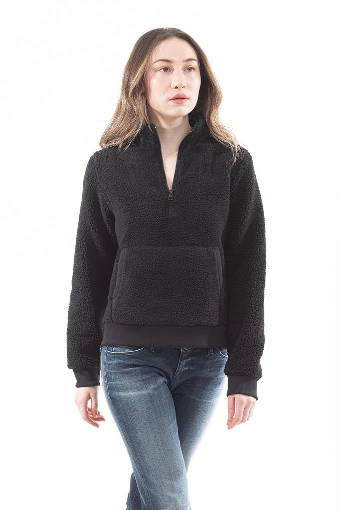  Calvin Klein Kadın Sherpa Mock Fermuar Dik Yaka Sweatshirt