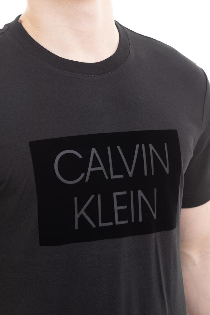  Calvin Klein Flock Box Logo T-Shirt Erkek Bisiklet Yaka T-Shirt