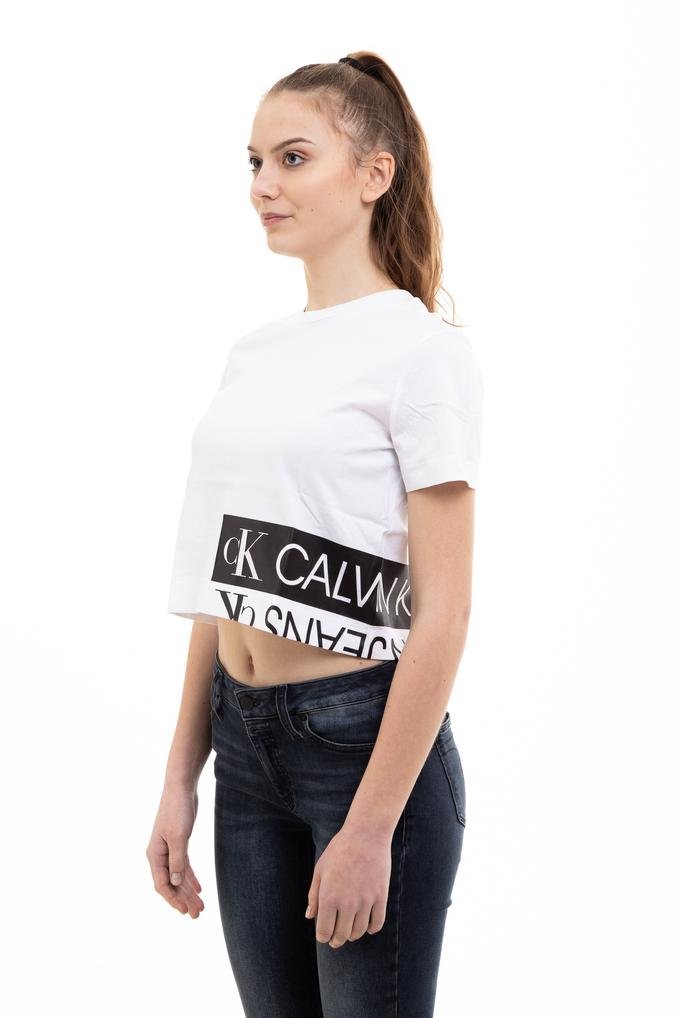  Calvin Klein Mirrored Logo Boxy Tee Kadın Bisiklet Yaka T-Shirt