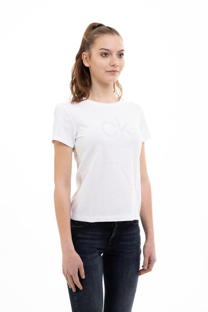  Calvin Klein Slim Fit Ck Diamante Tee Kadın Bisiklet Yaka T-Shirt