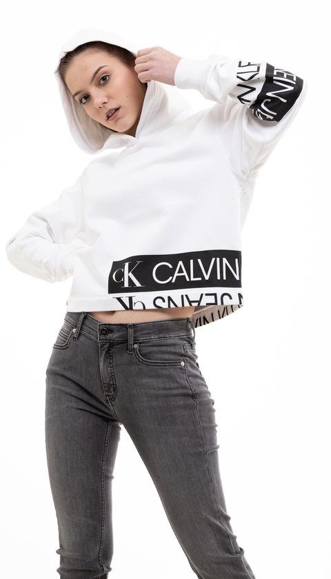  Calvin Klein Mirrored Logo Hoodie Kadın Kapüşonlu Sweatshirt