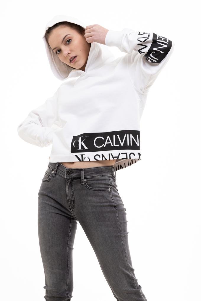  Calvin Klein Mirrored Logo Hoodie Kadın Kapüşonlu Sweatshirt