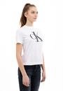  Calvin Klein Satin Bonded Filled Ck Tee Kadın Bisiklet Yaka T-Shirt