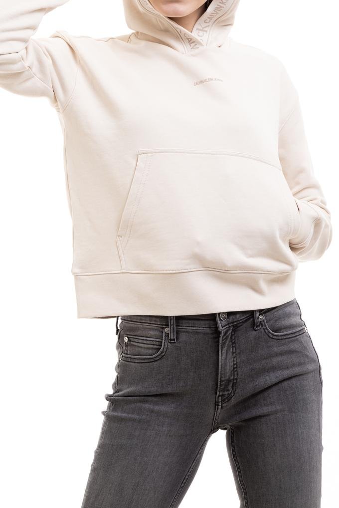  Calvin Klein Logo Trim Hoodie Kadın Kapüşonlu Sweatshirt