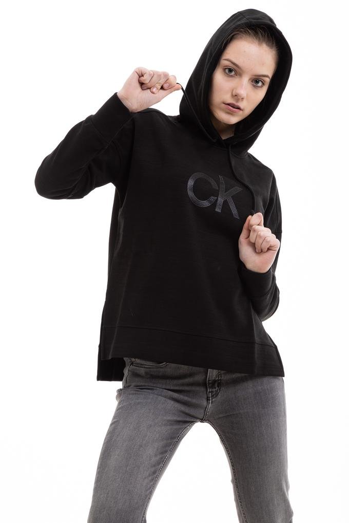  Calvin Klein Rhinestone Ck Logo Hoodie Kadın Kapüşonlu Sweatshirt