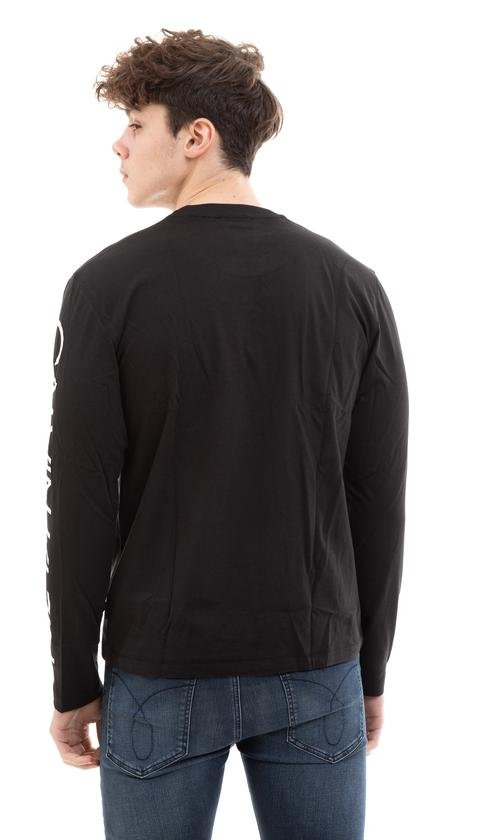  Calvin Klein Text Reversed Logo Ls T-Shirt Erkek Bisiklet Yaka Sweatshirt