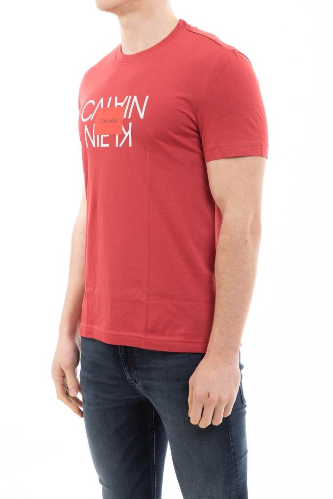 Calvin Klein Text Reversed Logo T-Shirt Erkek Bisiklet Yaka T-Shirt