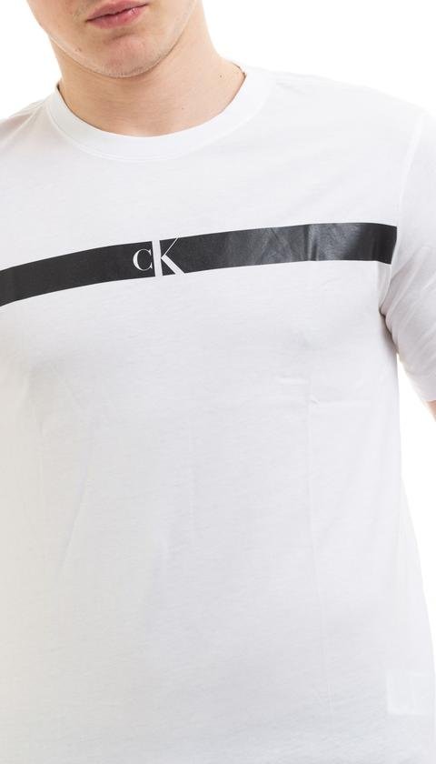  Calvin Klein Horizontal Ck Panel Tee Erkek Bisiklet Yaka T-Shirt