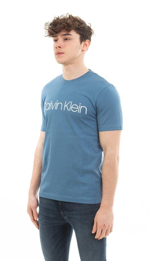  Calvin Klein Cotton Front Logo T-Shirt Erkek Bisiklet Yaka T-Shirt