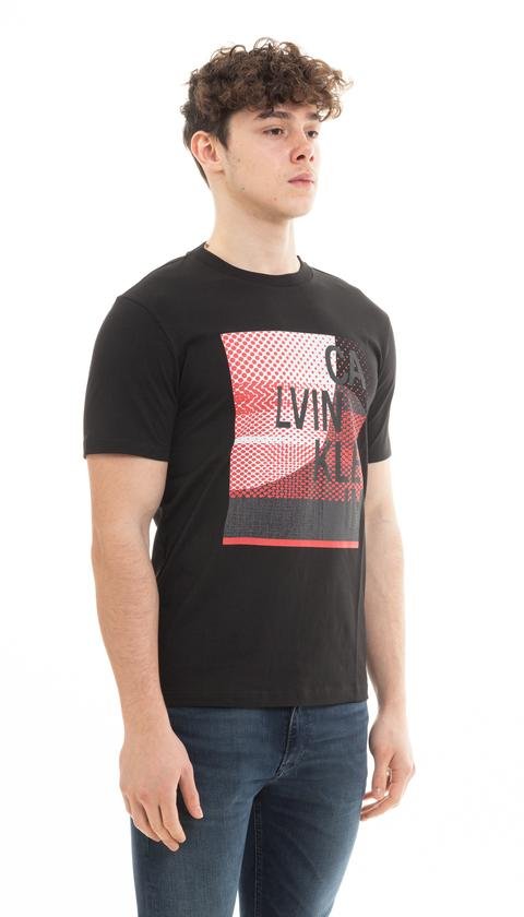 Calvin Klein Logo Box Print T-Shirt Erkek Bisiklet Yaka T-Shirt