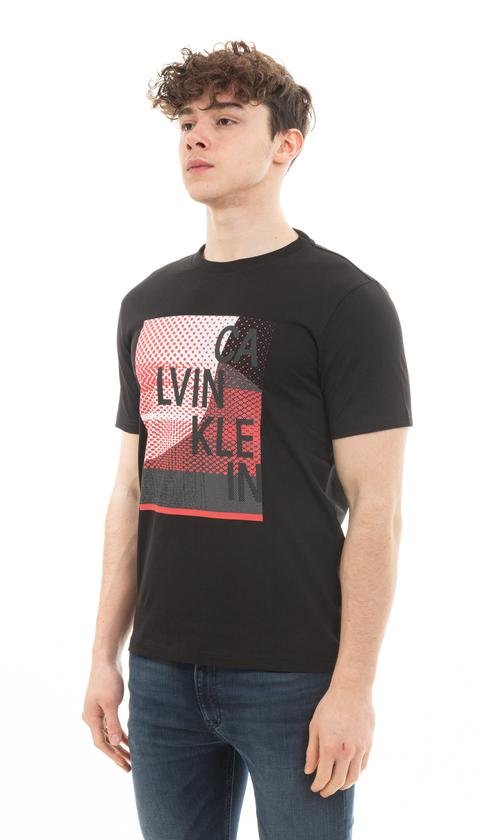  Calvin Klein Logo Box Print T-Shirt Erkek Bisiklet Yaka T-Shirt