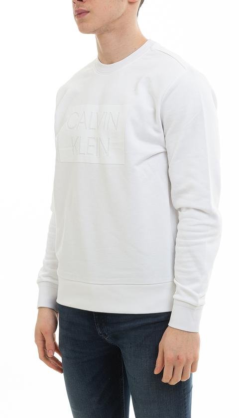  Calvin Klein Flock Box Logo Sweatshirt Erkek Sweatshirt