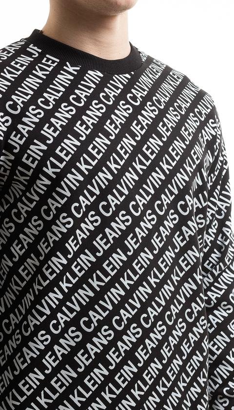  Calvin Klein Aop Diagonal Logo Crew Neck Erkek Sweatshirt