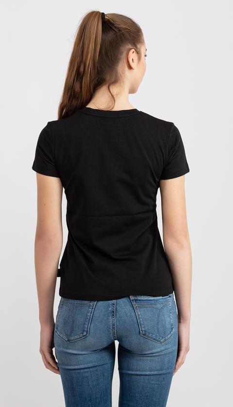  Calvin Klein Slim Fit Metallic Logo Tee Kadın Bisiklet Yaka T-Shirt
