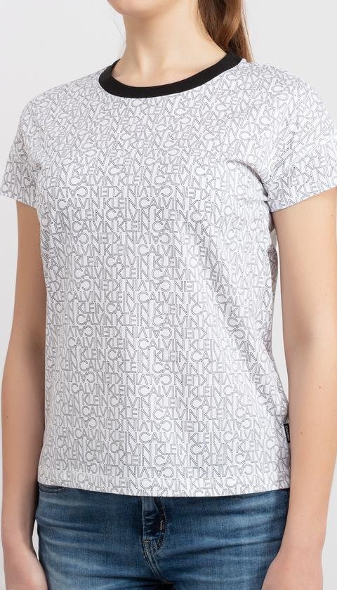  Calvin Klein Regular Fit Logo Print Tee Kadın Bisiklet Yaka T-Shirt