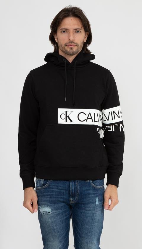  Calvin Klein Mirrored Logo Hoodie Erkek Kapüşonlu Sweatshirt