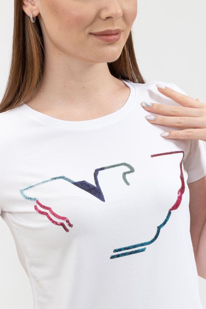  Emporio Armani Kadın Pullu Logo Baskılı T-Shirt