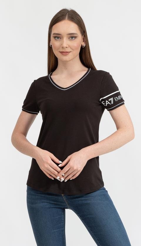  EA7 Kadın Regular Fit V Yaka T-Shirt