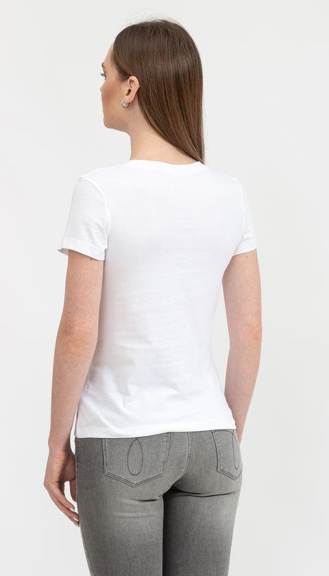  Calvin Klein Hologram Logo Slim Fit Tee Kadın Bisiklet Yaka T-Shirt