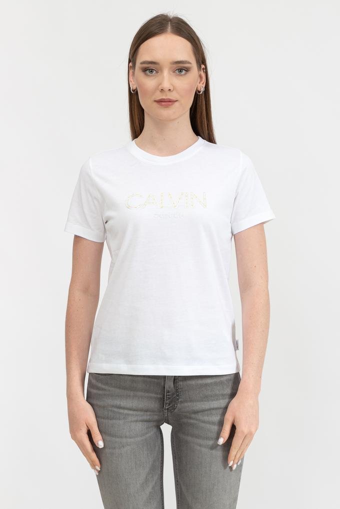 Calvin Klein Ss Logo Print Tee Kadın Bisiklet Yaka T-Shirt