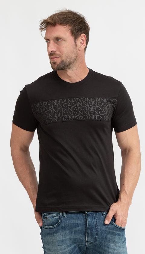  Calvin Klein Logo Lines T-Shirt Erkek Bisiklet Yaka T-Shirt