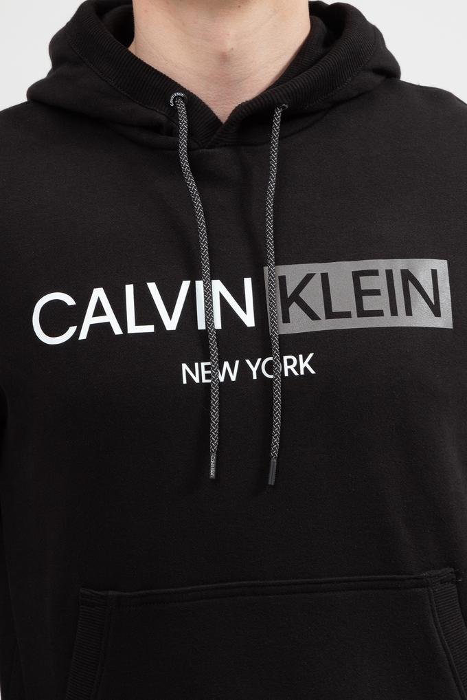  Calvin Klein Contrast Graphic Logo Hoodie Erkek Kapüşonlu Sweatshirt