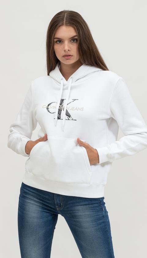  Calvin Klein Reptile Monogram Hoodie Kadın Kapüşonlu Sweatshirt