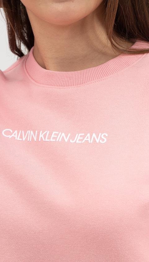  Calvin Klein Shrunken institutional Crew Neck Kadın Bisiklet Yaka Sweatshirt