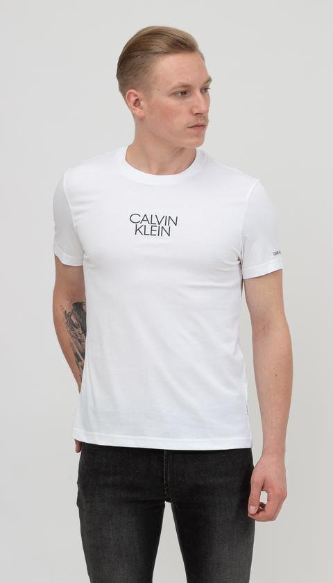  Calvin Klein Shadow Center Logo T-Shirt Erkek Bisiklet Yaka T-Shirt