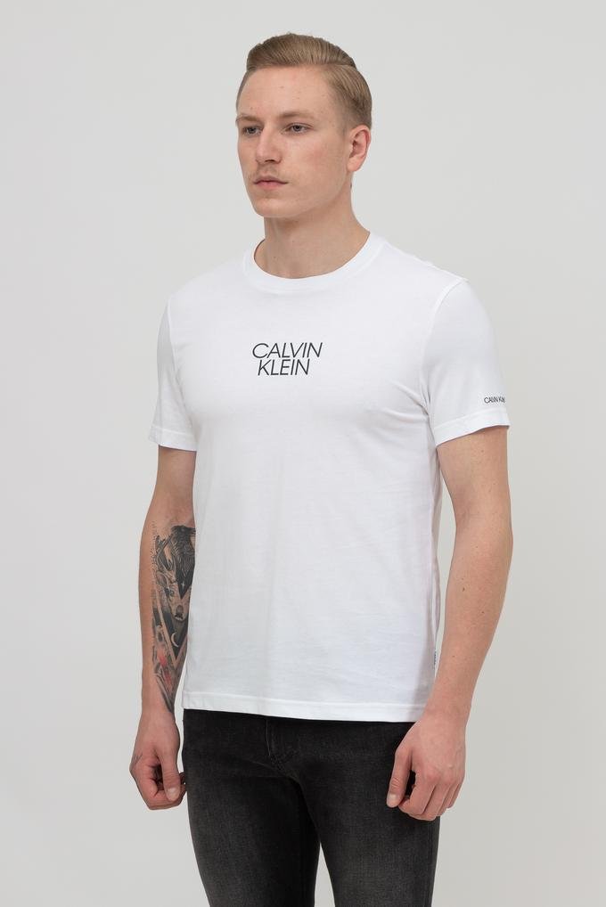  Calvin Klein Shadow Center Logo T-Shirt Erkek Bisiklet Yaka T-Shirt