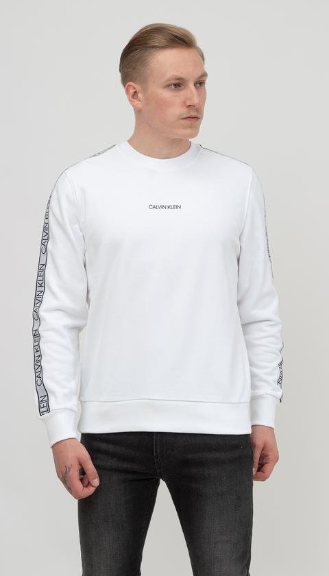  Calvin Klein Essential Logo Tape Sweatshirt Erkek Bisiklet Yaka Sweatshirt