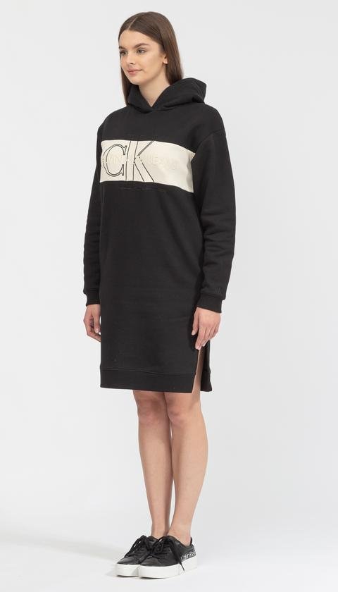  Calvin Klein Monogram Blocking Hoodie Dress Kadın Elbise