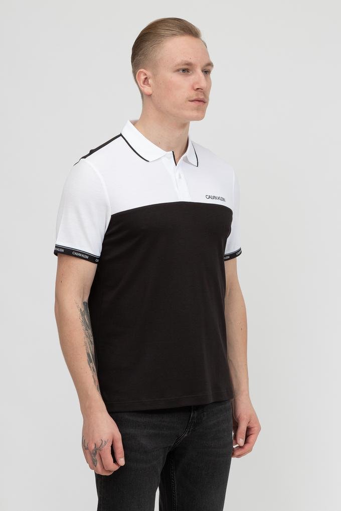  Calvin Klein Logo Stripe Cuff Polo Erkek Polo Yaka T-Shirt