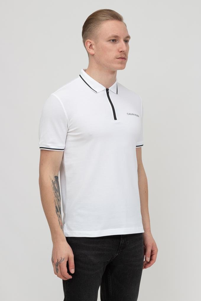  Calvin Klein Stretch Zipper Slim Polo Erkek Polo Yaka T-Shirt