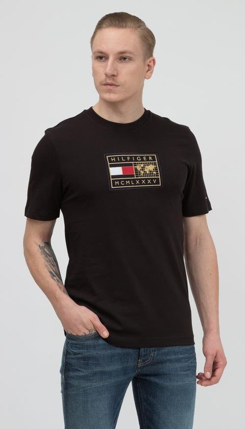  Tommy Hilfiger Icon Earth Badge Tee Erkek Bisiklet Yaka T-Shirt
