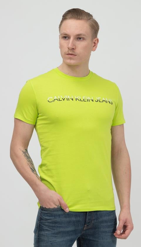  Calvin Klein Mixed Instit Technique Tee Erkek Bisiklet Yaka T-Shirt